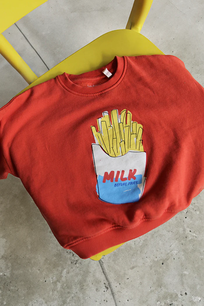 Milk Before Fries Kids Sweatshirt - Image 3