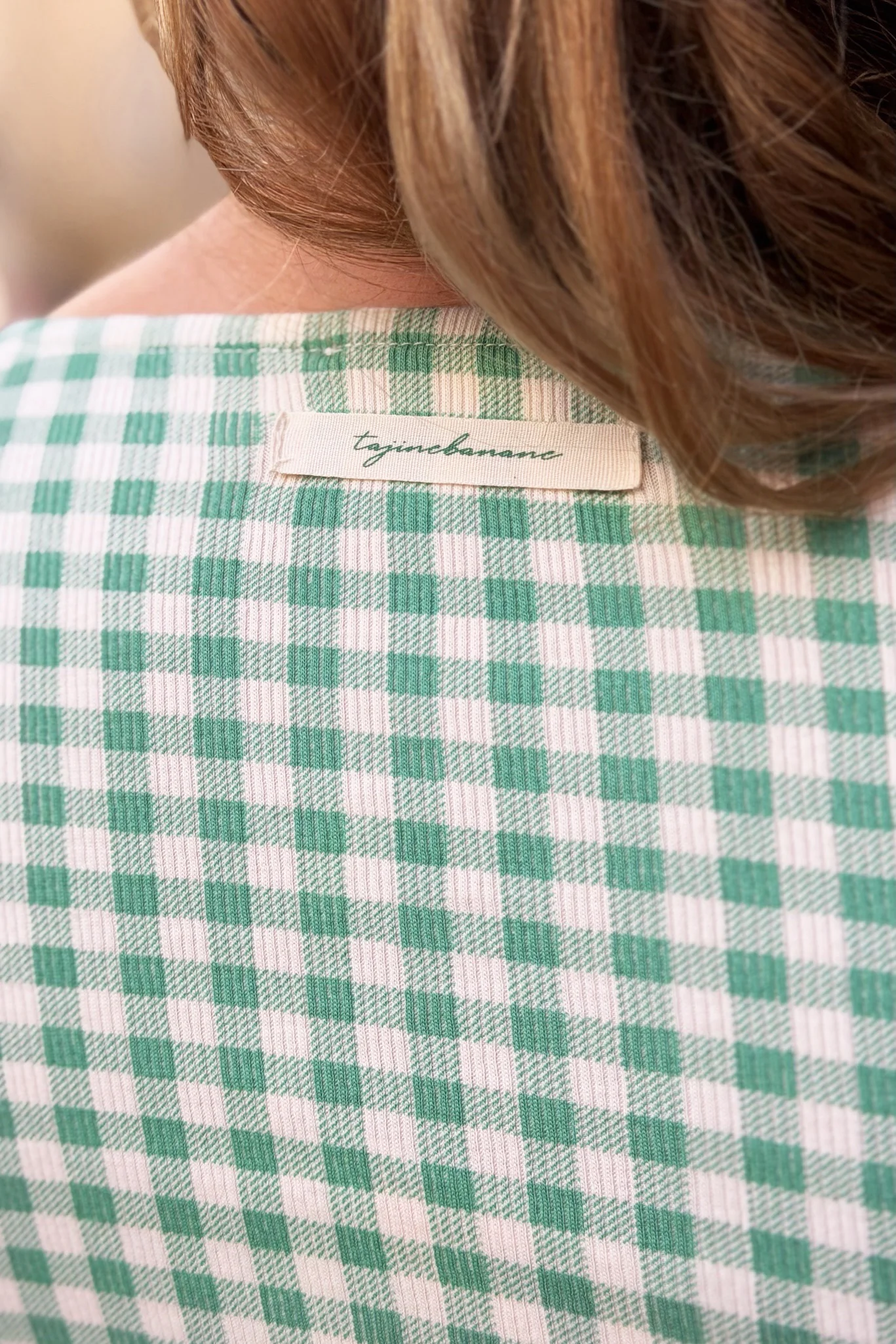 Green gingham Breastfeeding T-shirt - Image 4